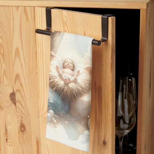 Radiant Holy Family Nativity Scene Theedoek (Derde Gevouwen)