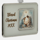 Radiant Holy Family Nativity Scene Verzilverd Omlijst Ornament (Rechts)