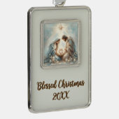 Radiant Holy Family Nativity Scene Verzilverd Omlijst Ornament (Rechts)