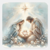Radiant Holy Family Nativity Scene Vierkante Sticker (Voorkant)