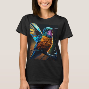 Radiant Hummingbird: Fire & Ice Line Art T-shirt