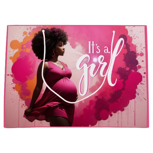 Radiant Joy: Vibrant Het is een meisje etnische zw Groot Cadeauzakje (Voorkant)