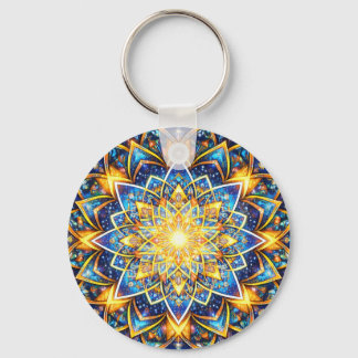 Radiant Kaleidoscope Mandala – Color Harmony gold Sleutelhanger