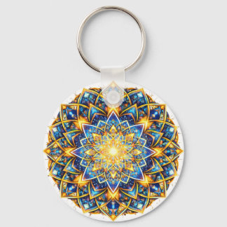 Radiant Kaleidoscope Mandala – Color Harmony gold Sleutelhanger