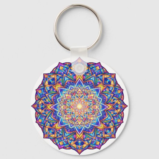 Radiant Kaleidoscope Mandala – Color Harmony Sleutelhanger (Voorkant)