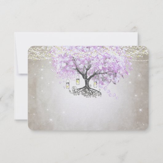 Radiant Lavender Heart Leaf Wedding RSVP (Achterkant)