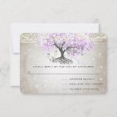 Radiant Lavender Heart Leaf Wedding RSVP Kaartje (Voorkant)