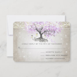 Radiant Lavender Heart Leaf Wedding RSVP Kaartje