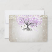 Radiant Lavender Heart Leaf Wedding RSVP Kaartje (Achterkant)