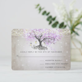 Radiant Lavender Heart Leaf Wedding RSVP Kaartje