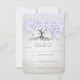 Radiant Lavender Heart Leaf Wedding RSVP Kaartje