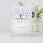 Radiant Lavender Heart Leaf Wedding RSVP Kaartje (Staand voorkant)