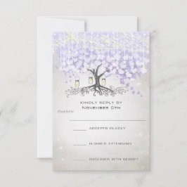 Radiant Lavender Heart Leaf Wedding RSVP Kaartje