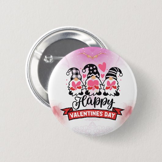 Radiant Love: Happy Valentijnsdag Button (Voorkant /achterkant)