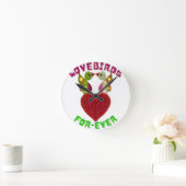 Radiant Lovebirds Heart Design Throw Pillow Ronde Klok (Huis)