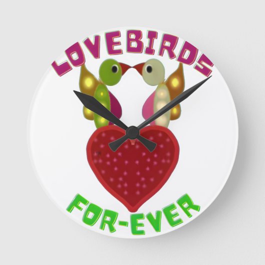 Radiant Lovebirds Heart Design Throw Pillow Ronde Klok (Voorkant)