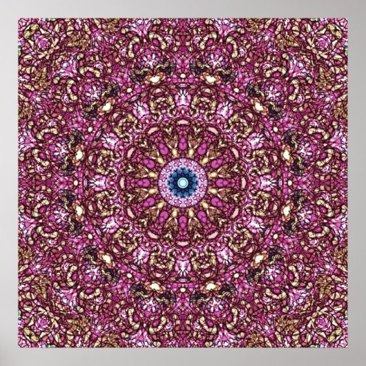 Radiant Magenta Mandala Kaleidoscoop Print (Voorkant)