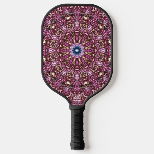 Radiant Magenta Mandala Kaleidoscope Print Pickleball Paddle (Voorkant)