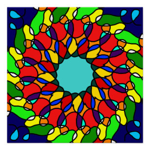 Radiant Mandala Art: Glanzende, kleurrijke muur Perfect Poster
