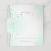 Radiant Mint Green Botanical Glitter Wedding Plaatskaartje (Buitenkant ongevouwen)