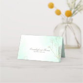 Radiant Mint Green Botanical Glitter Wedding Plaatskaartje (Achterkant)