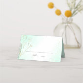 Radiant Mint Green Botanical Glitter Wedding Plaatskaartje (Voorkant)