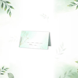 Radiant Mint Green Botanical Glitter Wedding Plaatskaartje