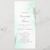 Radiant Mint Green Botanical Glitter Wedding Programmakaart (Voorkant)