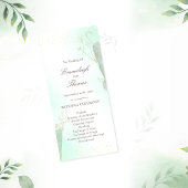 Radiant Mint Green Botanical Glitter Wedding Programmakaart