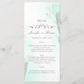 Radiant Mint Green Botanical Glitter Weduwmenu Menu (Voorkant)
