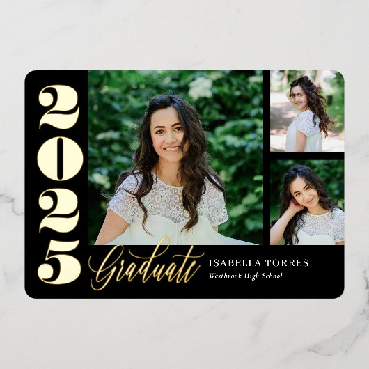 Radiant Moments Folie Afstuderen Invitation Folie  Uitnodiging (Voorkant)