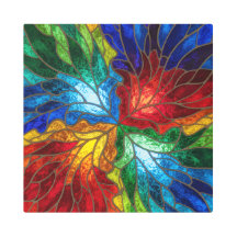 Radiant Mosaic Leafburst –Stained Glass Metal Wall