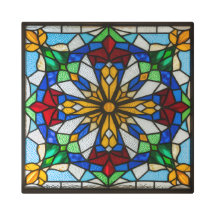 Radiant Mosaic Star – Stained Glass Metal Wall Art