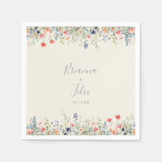 Radiant Multicolor Wildflower bruiloft servetten (Voorkant)