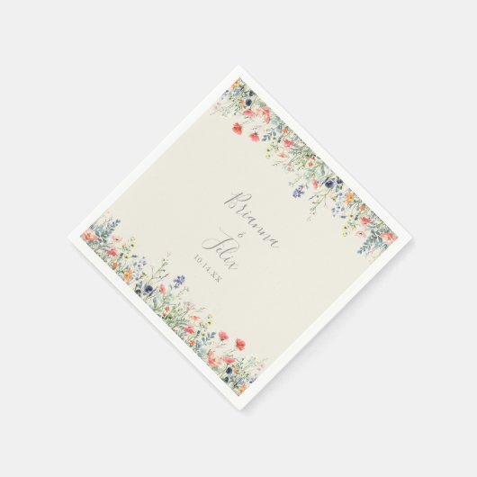 Radiant Multicolor Wildflower bruiloft servetten (Hoek)