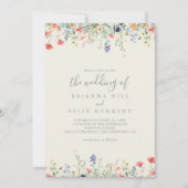 Radiant Multicolor Wildflower De bruiloft van Kaart (Voorkant)