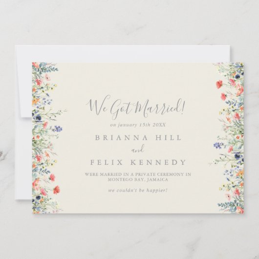 Radiant Multicolor Wildflower Elopement Aankondiging (Voorkant)