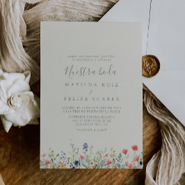 Radiant Multicolor Wildflower Nuestra Boda Wedding Kaart