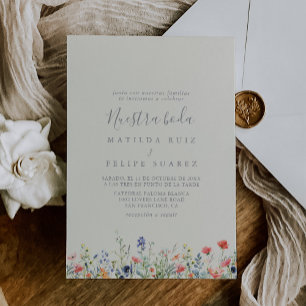 Radiant Multicolor Wildflower Nuestra Boda Wedding Kaart