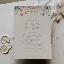 Radiant Multicolor Wildflower Wedding Breakfast Kaart