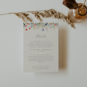 Radiant Multicolor Wildflower Wedding Details Informatiekaartje