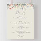 Radiant Multicolor Wildflower Wedding Drinken Menu Poster