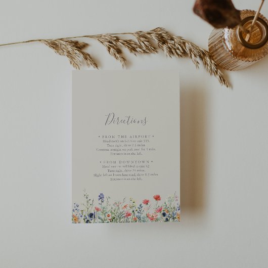 Radiant Multicolor Wildflower Wedding Routebeschri Informatiekaartje