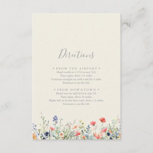 Radiant Multicolor Wildflower Wedding Routebeschri Informatiekaartje (Voorkant)