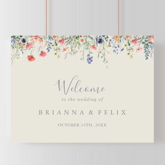 Radiant Multicolor Wildflower Wedding Welkomstbord Poster