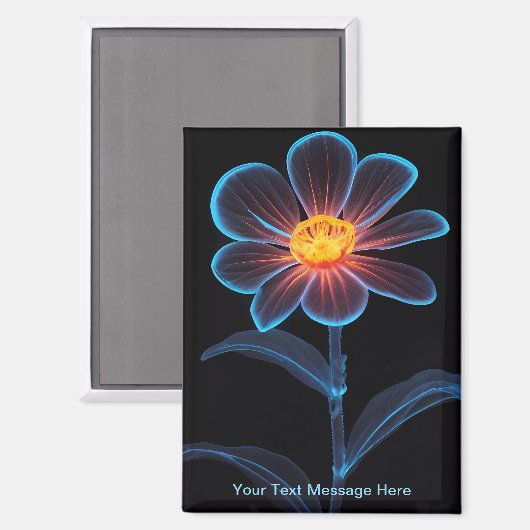 Radiant Neon Glow Flower Art Magneet (Voorkant / Achterkant)