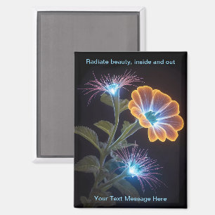 Radiant Neon Glow Flower Art Magneet