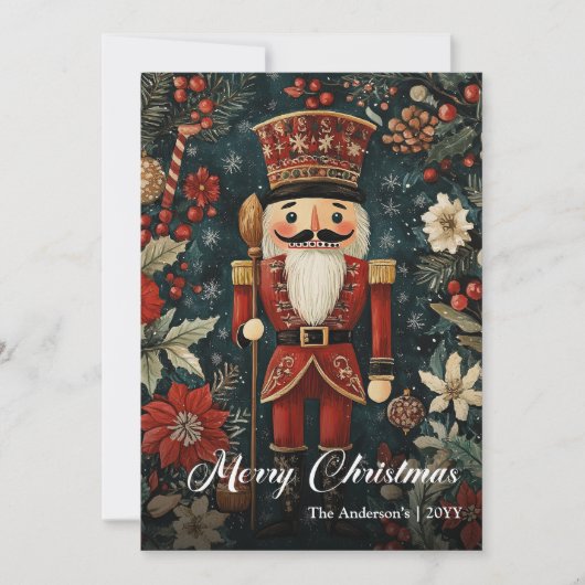 Radiant nostalgic Christmas nutcracker printable Feestdagenkaart (Voorkant)