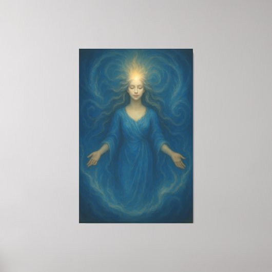 Radiant Ocean Goddess – Luminescent Spirit Awakeni Canvas Afdruk (Voorkant)