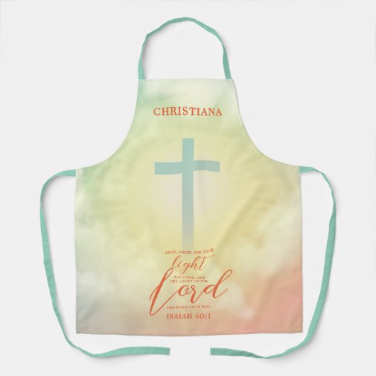 Radiant Ombre Cross Scripture gepersonaliseerd Schort (Voorkant)